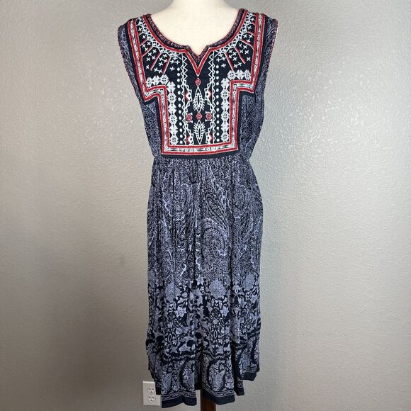 California Moonrise Women Boho Midi Dress M Medium Multicolor Beaded Embroidered - Picture 1 of 7